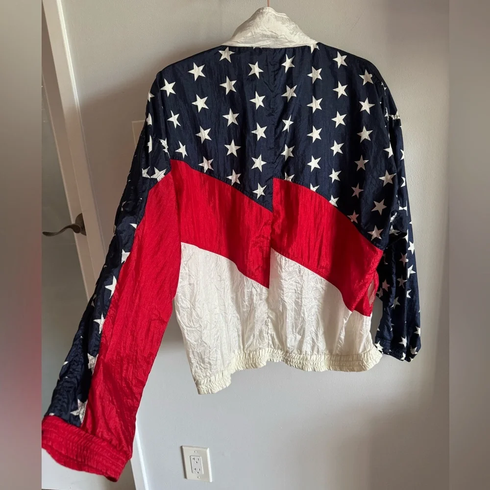 Vintage 80s Retro Solare Sporta Stars Stripes Americana Style Windbreaker Jacket - Picture 4 of 10